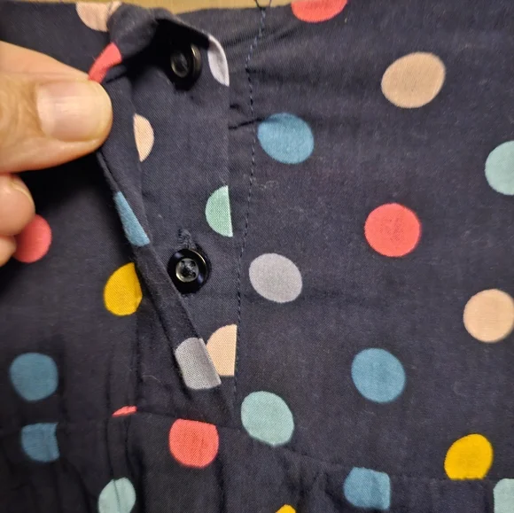 Gap Kids Blck Blue Multi Color Polka Dots Blouse XL long Sleeve Double Lined - Picture 4 of 6
